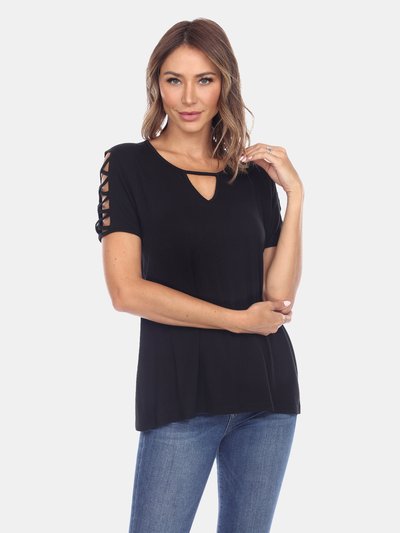 White Mark Keyhole Neck Cutout Short Sleeve Top product