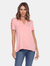 Keyhole Neck Cutout Short Sleeve Top - Rose