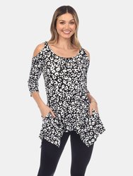 Leopard Cold Shoulder Tunic - Black Leopard