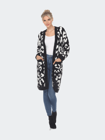 White Mark Leopard Print Open Front Sherpa Coat product