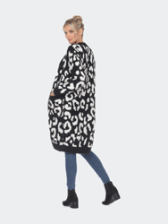 Leopard Print Open Front Sherpa Coat