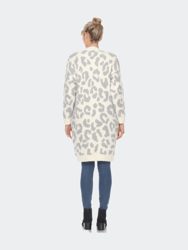 Leopard Print Open Front Sherpa Coat