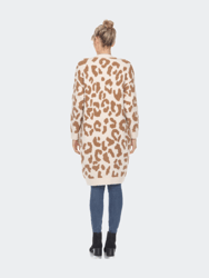 Leopard Print Open Front Sherpa Coat