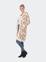 Leopard Print Open Front Sherpa Coat