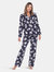 Long Sleeve Floral Pajama Set - Navy