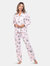Long Sleeve Floral Pajama Set - Rose