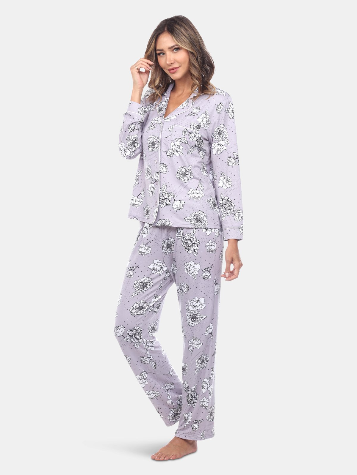 Plus Size Long Sleeve Floral Pajama Set Blue 1x - White Mark : Target