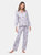 Long Sleeve Floral Pajama Set - Grey