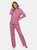 Long Sleeve Floral Pajama Set - Pink Hearts