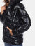 Metallic Puffer Coat with Hoodie