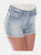 Mid Ripped Stretch Denim Shorts