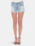 Mid Ripped Stretch Denim Shorts - Blue Denim