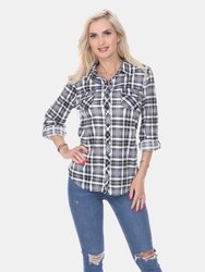 Oakley Stretchy Plaid Top - White/Black