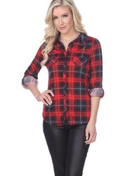 Oakley Stretchy Plaid Top - Red/Black