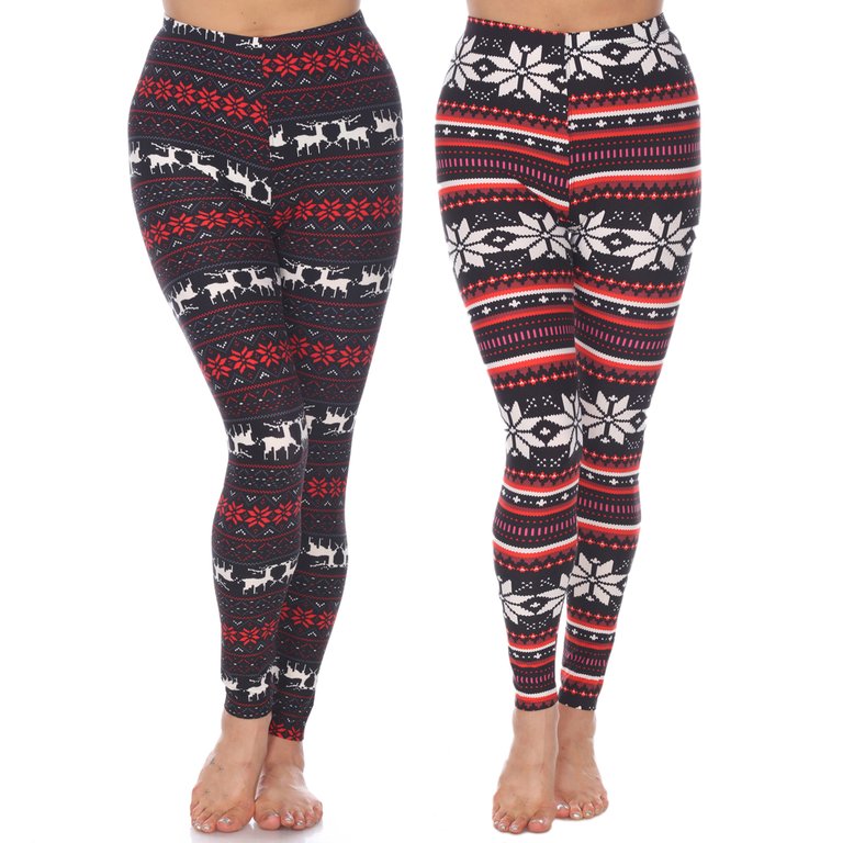 Pack Of 2 Leggings - Black/Red/White