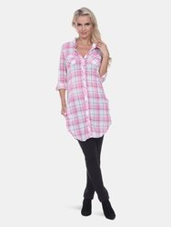 Piper Stretchy Plaid Tunic - Pink/white