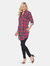 Piper Stretchy Plaid Tunic - Burgundy/Blue