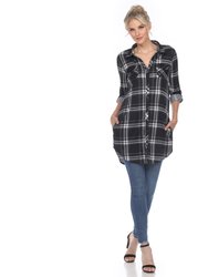 Plaid Tunic Shirt - Black