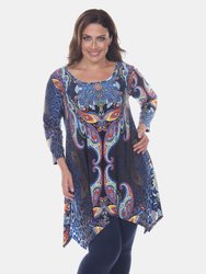 Plus Marlene Tunic Top - Blue Multi