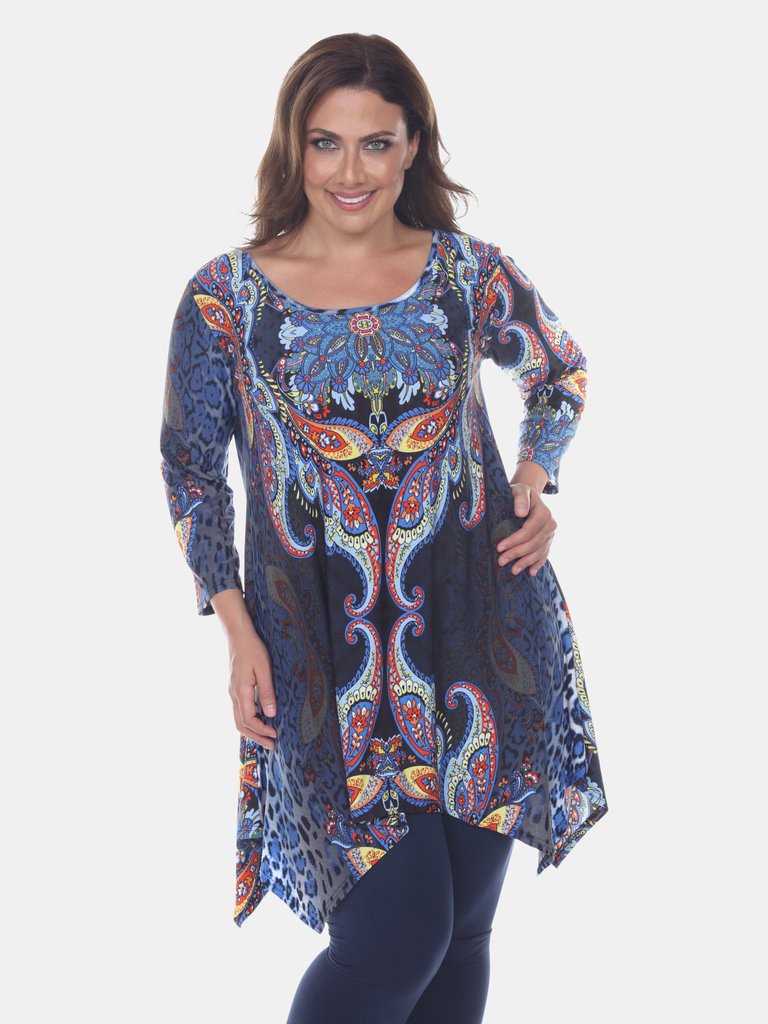 Plus Marlene Tunic Top - Blue Multi