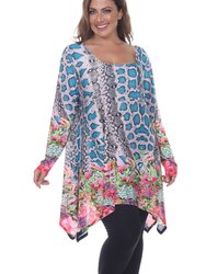 Plus Marlene Tunic Top - Teal/Pink