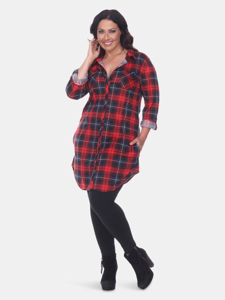 Plus Piper Stretchy Plaid Tunic - Red/Black