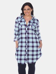 Plus Piper Stretchy Plaid Tunic - Mint/Grey