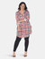 Plus Piper Stretchy Plaid Tunic - Grey/Coral