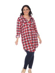 Plus Piper Stretchy Plaid Tunic - Red/Blue