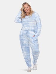 Plus Size 2 Piece Lounge Set - Blue Tie-Dye