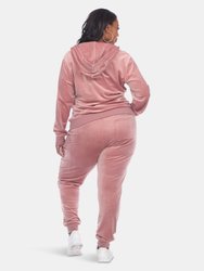 Plus Size 2 Piece Velour Tracksuit Set