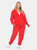 Plus Size 2 Piece Velour Tracksuit Set - Red