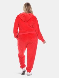 Plus Size 2 Piece Velour Tracksuit Set