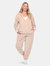 Plus Size 2 Piece Velour Tracksuit Set - Beige