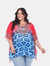 Plus Size Animal Print Caftan with Tie-up Neckline - Pink