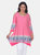 Plus Size Antonia Cold Shoulder Tunic - Fuchsia/White