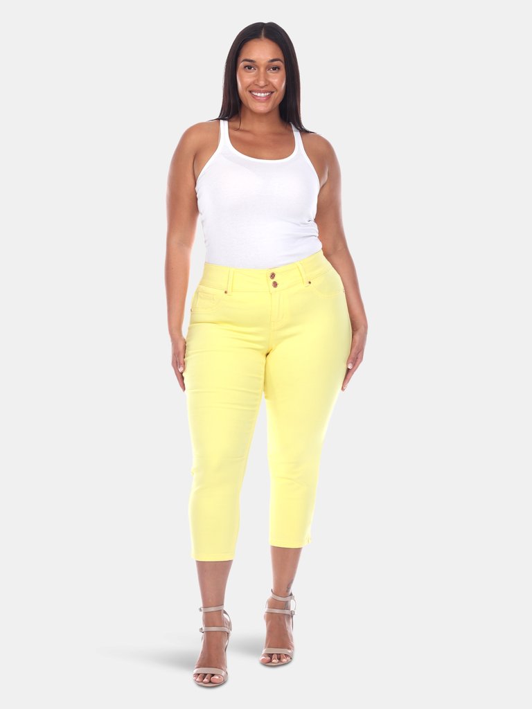 Plus Size Capri Jeans - Yellow