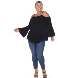 Plus Size Cold Shoulder Ruffle Sleeve Top