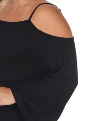 Plus Size Cold Shoulder Ruffle Sleeve Top