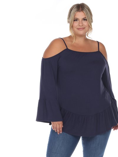 White Mark Plus Size Cold Shoulder Ruffle Sleeve Top product