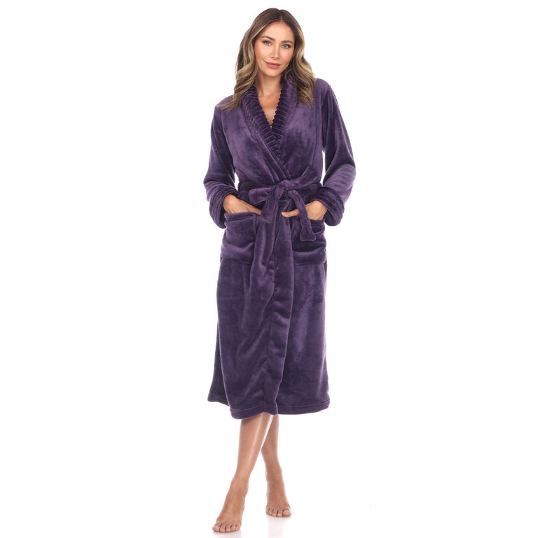 Plus Size Cozy Lounge Robe - Purple