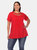 Plus Size Crisscross Cutout Short Sleeve Top - Red