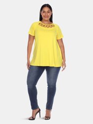 Plus Size Crisscross Cutout Short Sleeve Top