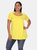 Plus Size Crisscross Cutout Short Sleeve Top - Yellow