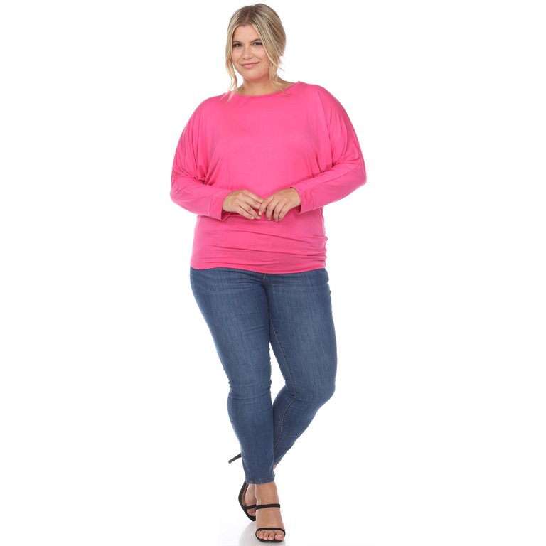 Plus Size Dolman Sleeve Top - Fuchsia