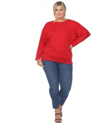 Plus Size Dolman Sleeve Top - Red