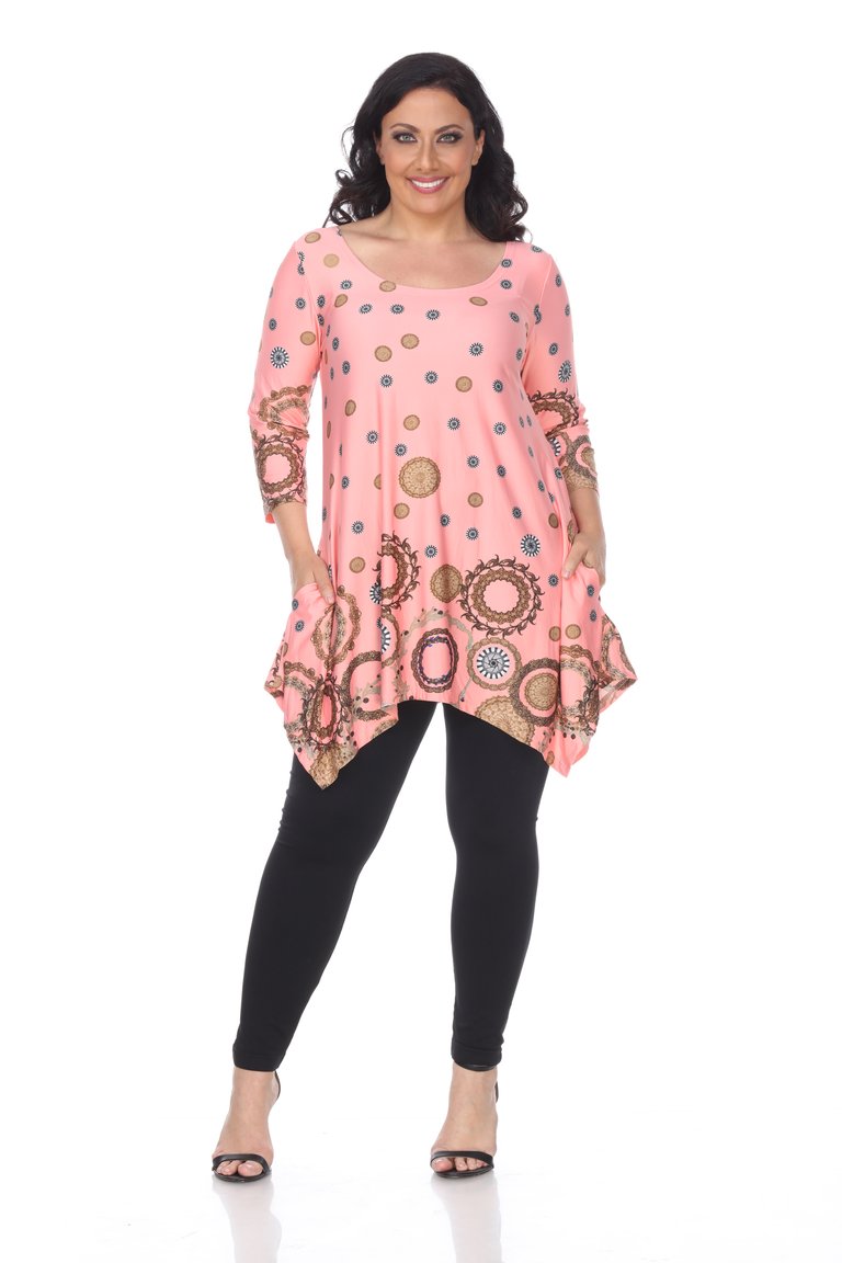 Plus Size Erie Tunic Top - Coral