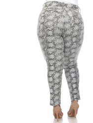 Plus Size Faux Suede Snake Print Pants