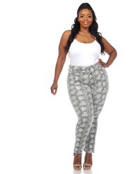 Plus Size Faux Suede Snake Print Pants