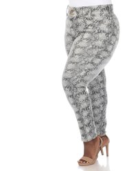 Plus Size Faux Suede Snake Print Pants